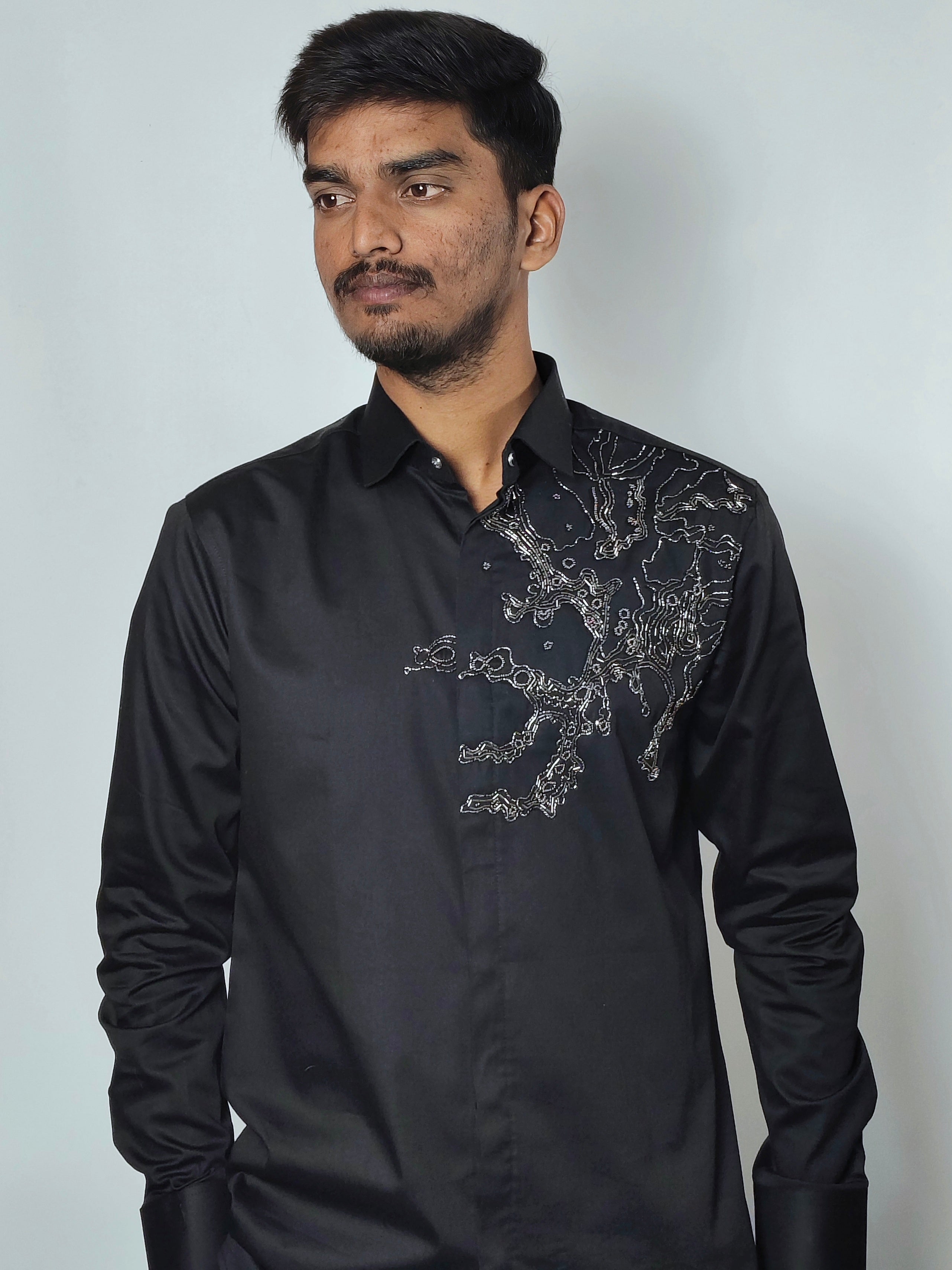 Statement Detail Black Shirt