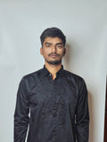 Black cut dana embroidery panel shirt