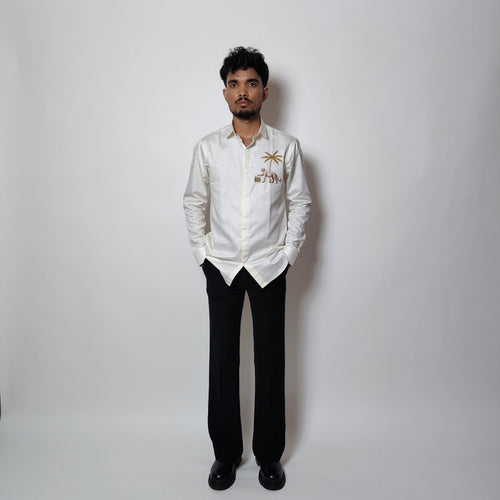 Palm & Leopard Embroidered Shirt