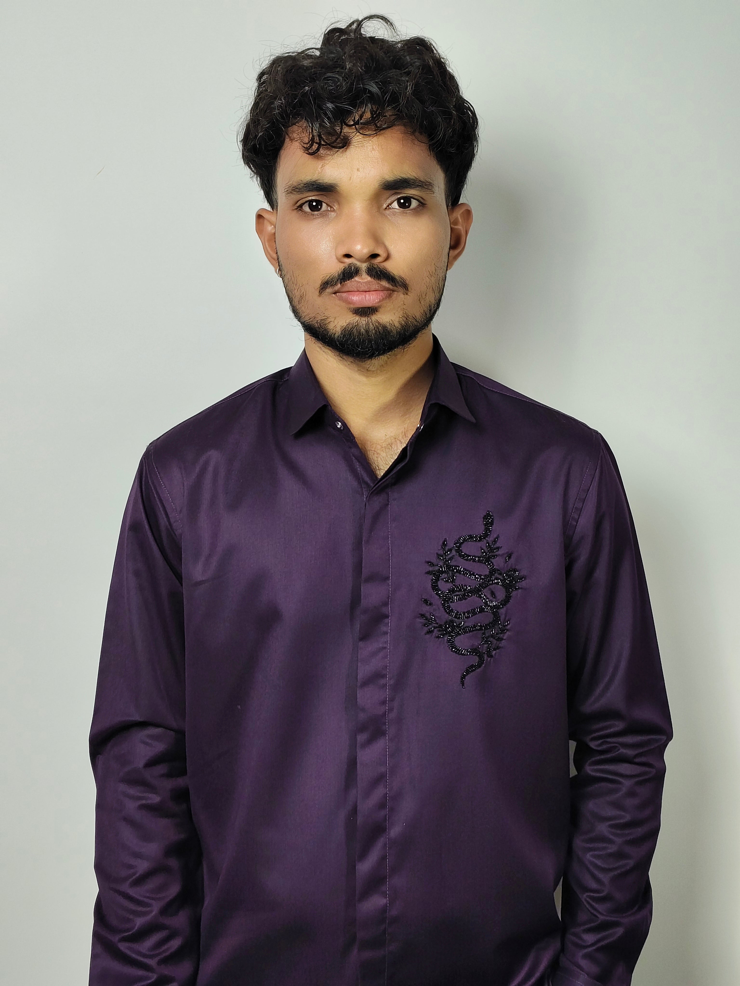 Obsidian Snake Embroidered Shirt